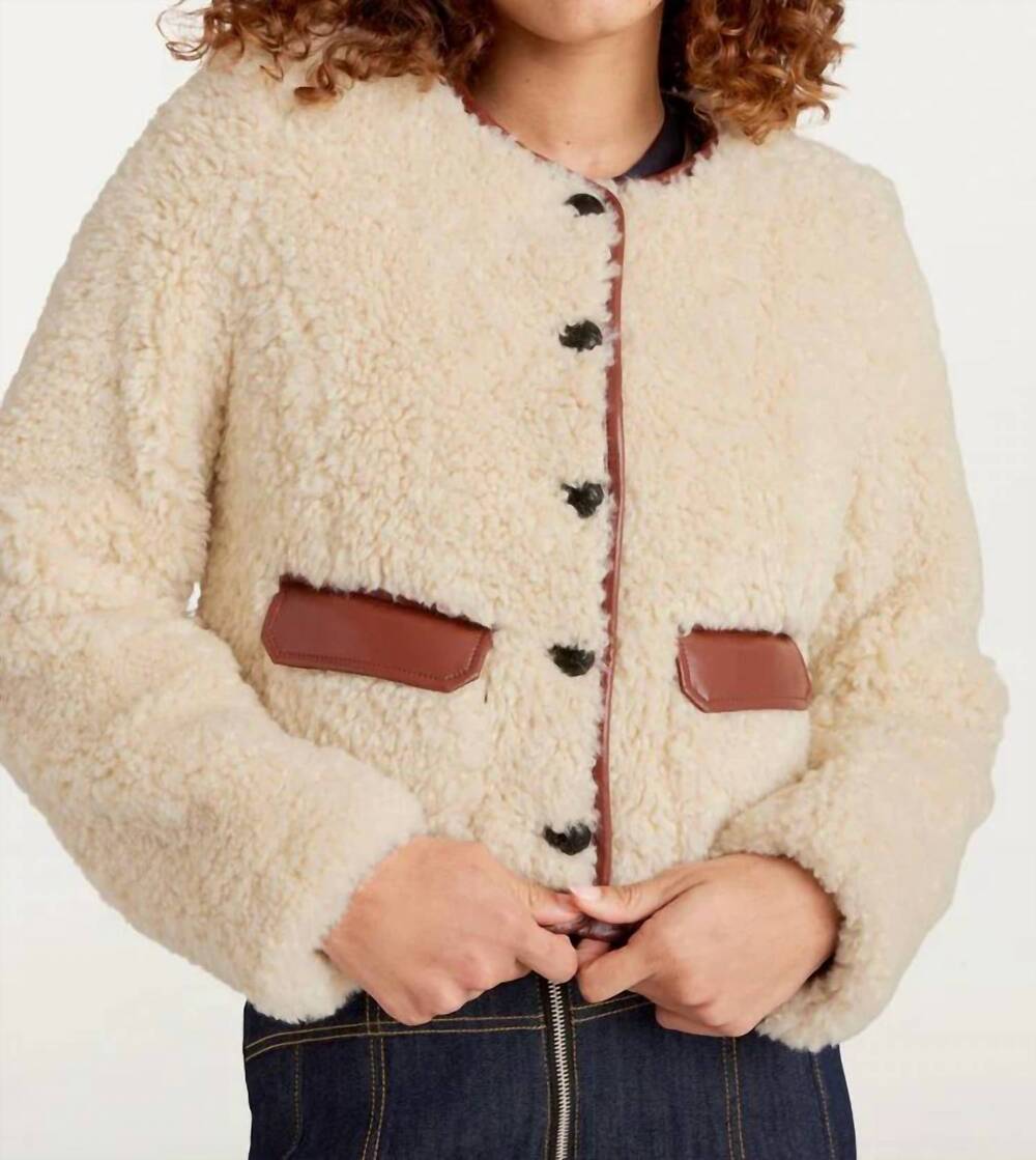 NEW CINQ A SEPT naia jacket in ivory/mahogany